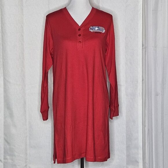 Vintage The Girls Christmas Red Embrodiered At Home Girl Long Sleeve Nightgown - Picture 1 of 9